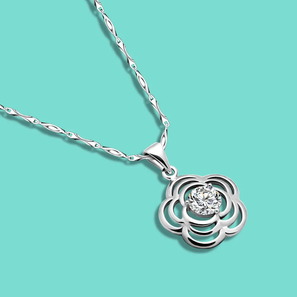 Цепочка с подвеской в виде цветка для мужчин и женщин из серебра 925 пробы