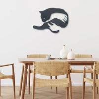 metal cat silhouette wall decor black cat sculpture art decoration for living room pediments modern style gift bedroom decor