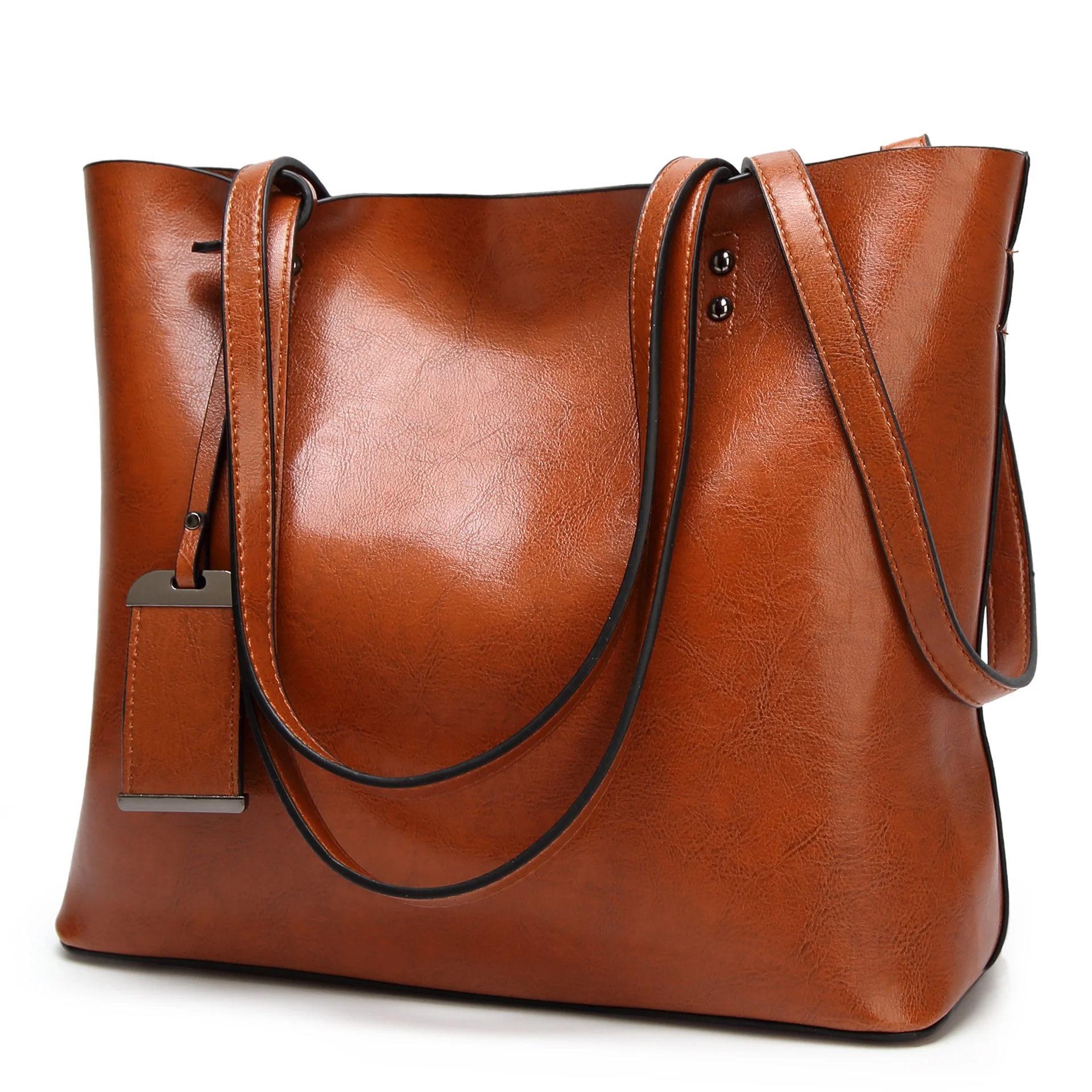 

Waxing Leather bucket bag Simple Double strap handbag shoulder bags For Women 2023 All-Purpose Shopping tote sac bolsa feminina