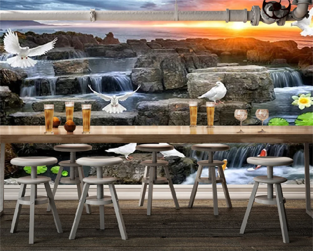 Пользовательские обои HD пейзаж Плавная вода Водопад 3D трехмерная роспись фон для