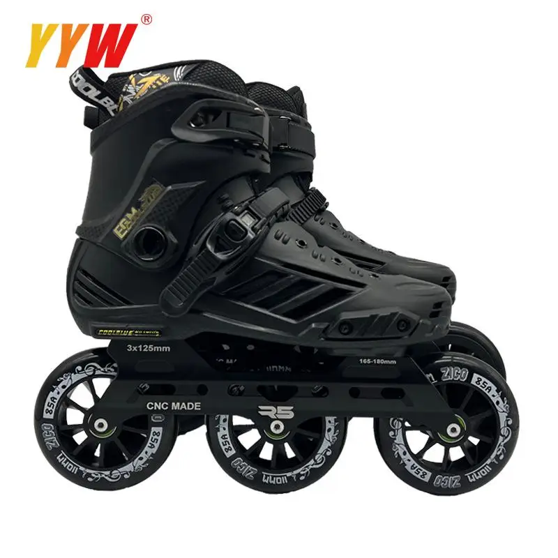 3 Wheels Professional Roller Skates Adult Youth leisure Inline Skating Shoes Figure Skating Black Sneakers Shoes size 36-46