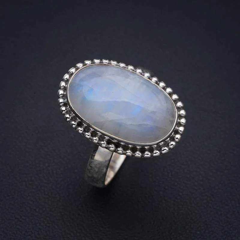 

StarGems Moonstone ручной работы 925 пробы Серебряное кольцо 10 F2721