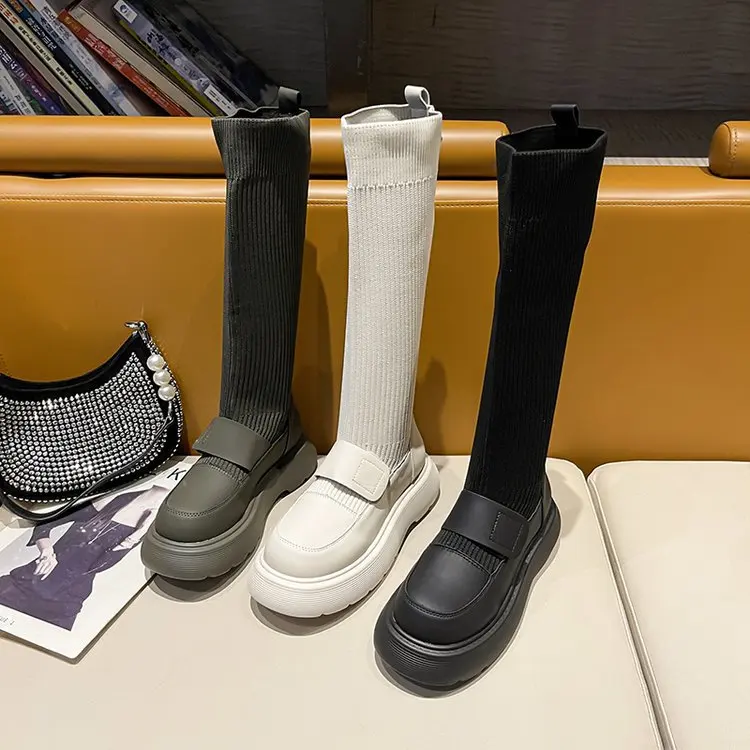 

Ботинки на танкетке, туфли с круглым носком, роскошные дизайнерские привлекательные ботинки до бедра на высоком каблуке, привлекательные б...