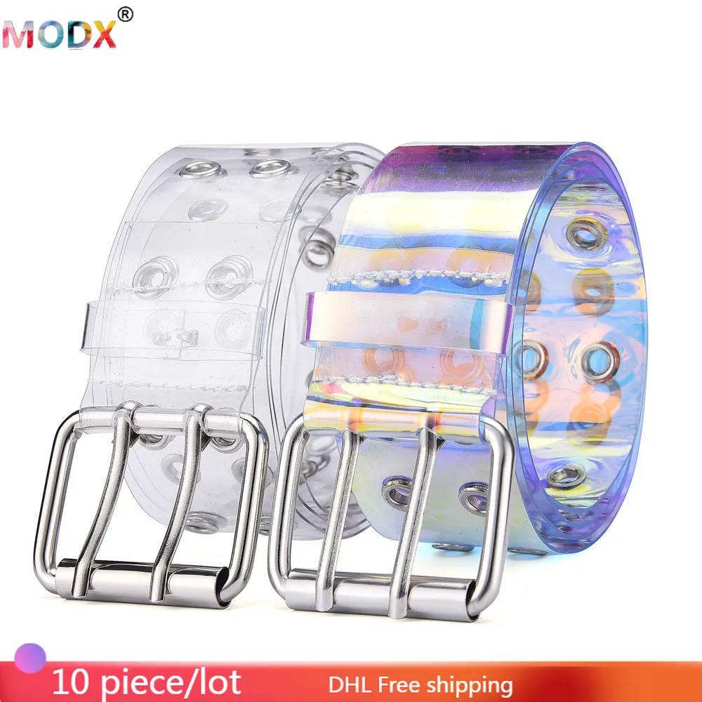 

Transparent PVC Women Belt Double Exhaust Eyes Adjustable Waist Strap Leisure Jeans Lady Waistband Female Girdle Wholesale 8137