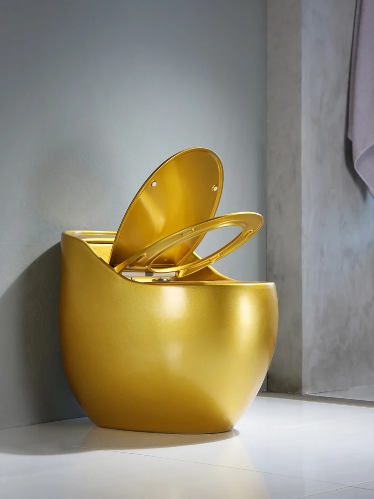 

Golden Chicken Egg-Shaped Personalized Creative Toilet Siphon Household Pumping Small Space Ordinary Small Apartment Toilet