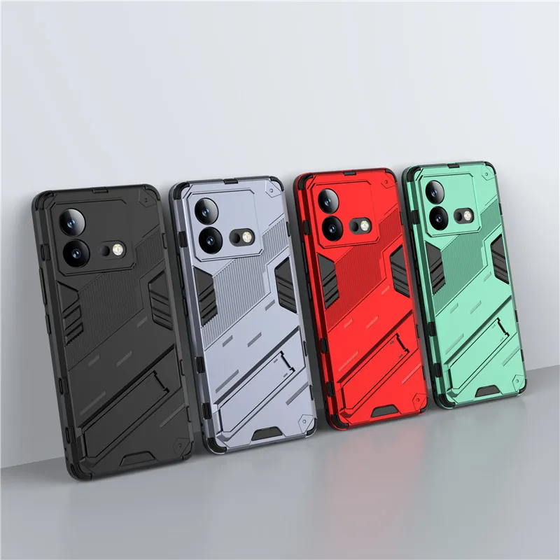 

For IQOO Neo8 Case IQOO Neo5 Neo6 Neo7 Neo8 Pro Cover Punk Style Hard Armor Bracket Shockproof Bumper For Vivo IQOO Neo8 Fundas