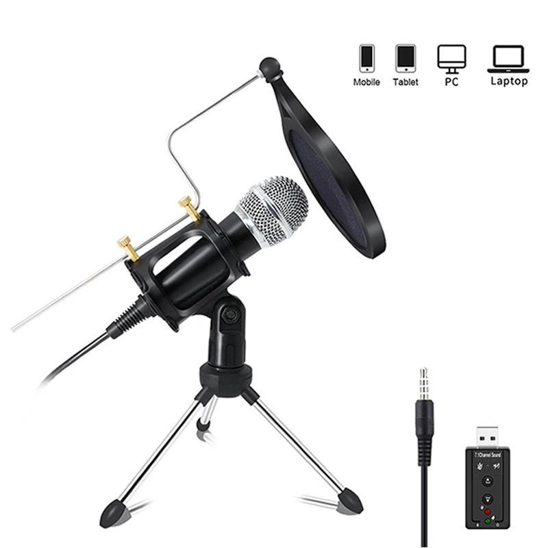 

Recording Condenser Microphone Phone Microphone 3.5mm USB Interface Computer Jack Microphone PC Karaoke Microphone Android IOS