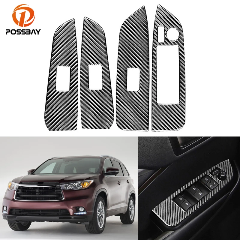 

4 Pcs Car Window Switch Panel Cover Trim Styling for Toyota Highlander 2013 2014 2015 2016 2017 2018 2019 Interior Accessories