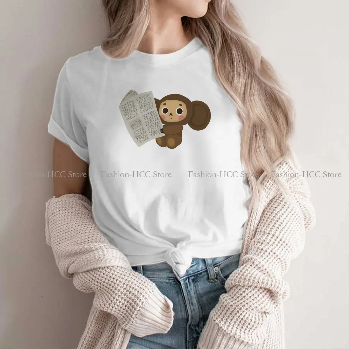 Футболка женская из полиэстера с надписью Cheburashka Che Burashka Gena