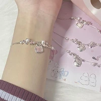 kawaii sanrioed melody bracelet cinnamoroll kuromi hello kittys anime figures jewelry cartoon couple accessories cute toys decor