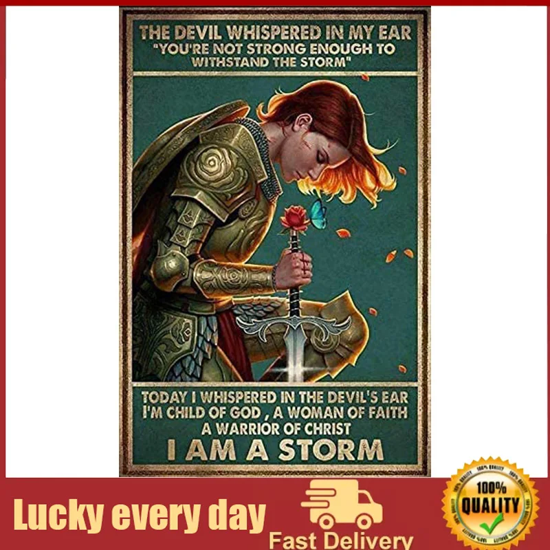 

I Am A Storm Woman Of Poster Art Print Wall Art Metal Painting Vintage Tin Sign Art Print Decor Faith Warrior metal plate