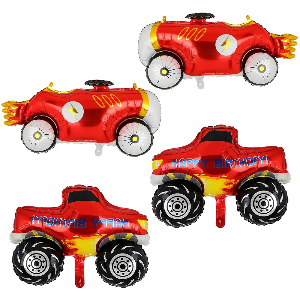 4Pcs/Set Vintage Race Car Foil Balloons And Monster Truck Shape Foil Balloons Birthday Theme Party  Baby Shower Decorations