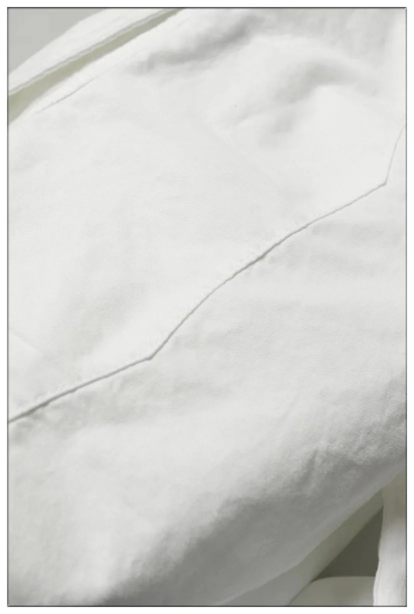 Джинсовая рубашка цвета слоновой кости с длинным рукавом мужская на пуговицах