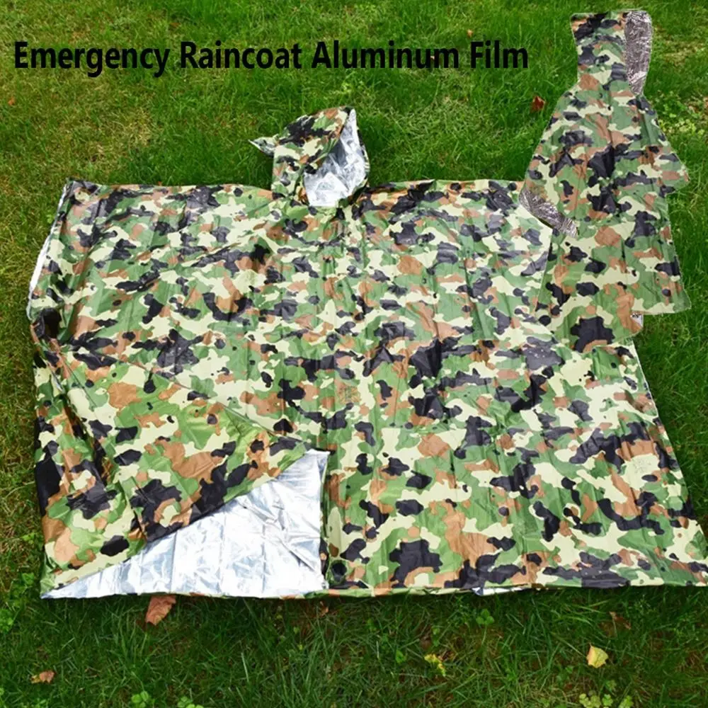 

Camping Equipment Aluminum Film Cold Insulation Survival Tool Disposable Poncho Rainwear Blankets Emergency Raincoat