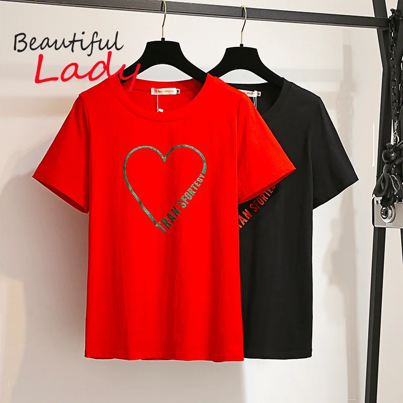 Футболка женская хлопковая с коротким рукавом топ черная рубашка большие