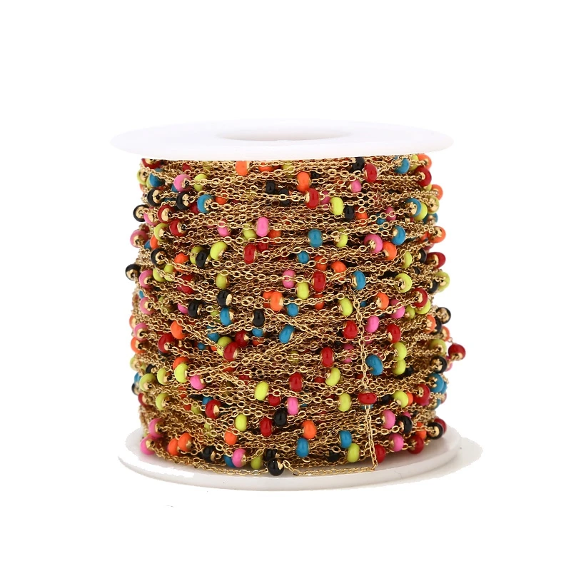 

1m acier inoxydable mélange or câble émail chaîne coloré Satellite perlé chaîne pour les résultats de bijoux à bricoler soi-même en gros