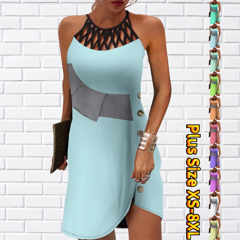 

Новинка 2023, летняя женская юбка без рукавов, винтажная Юбка До Колена, элегантная юбка из искусственной кожи, облегающая юбка с круглым выре...