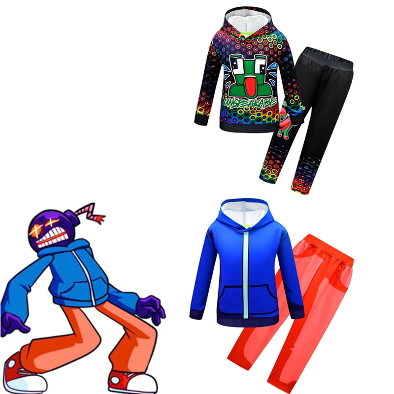 

New Game Friday Night Funkin Cosplay Costume FNF WHITTY Children Hooded Sweater Kids Tops Long Sleeved Jacket Trousers