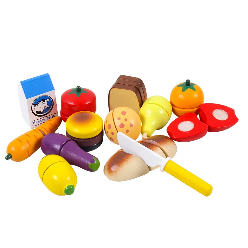 

Simulation Play House Kitchen Toys Games Cutting Food Combination Set Velcro Wooden Baby Toys Toddlers Early Education Gifts