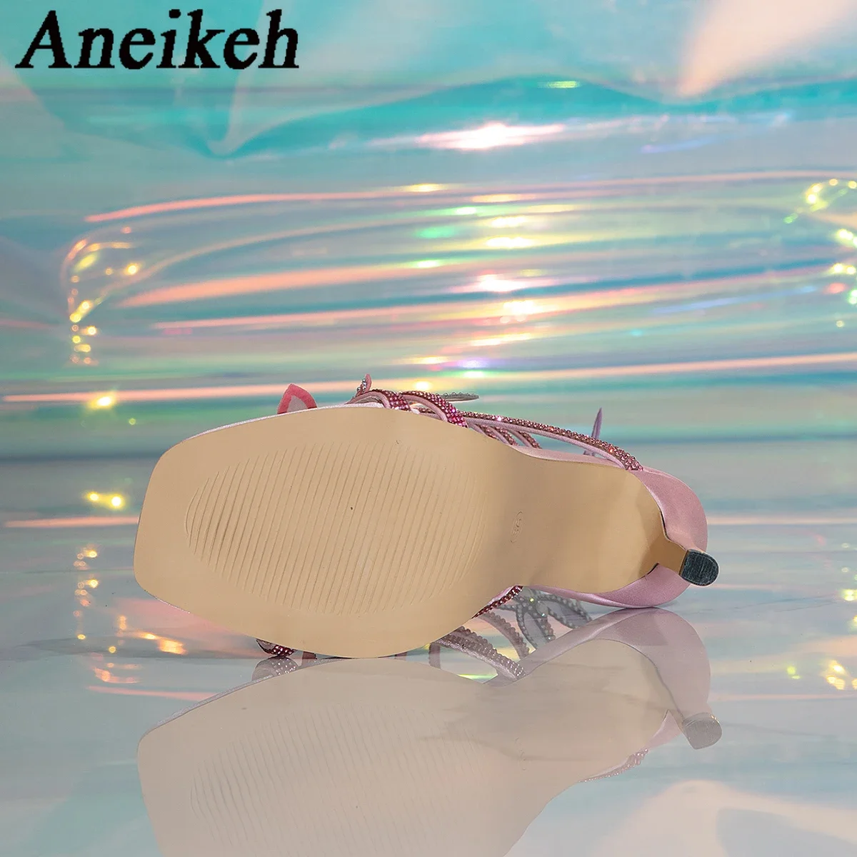 Женские римские сандалии на высоком каблуке с блестящим бантом размер 35 - 41 цвет в