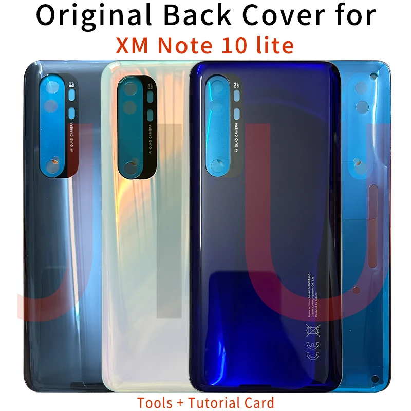 

100% оригинальная задняя крышка аккумулятора для Xiaomi Note 10 Lite, стеклянная крышка для Xiaomi note 10 lite, сменная задняя крышка корпуса