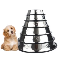 15 34cm stainless steel dog bowls non slip footprint pet feeder container paw large capacity puppy feeding water bowl product
