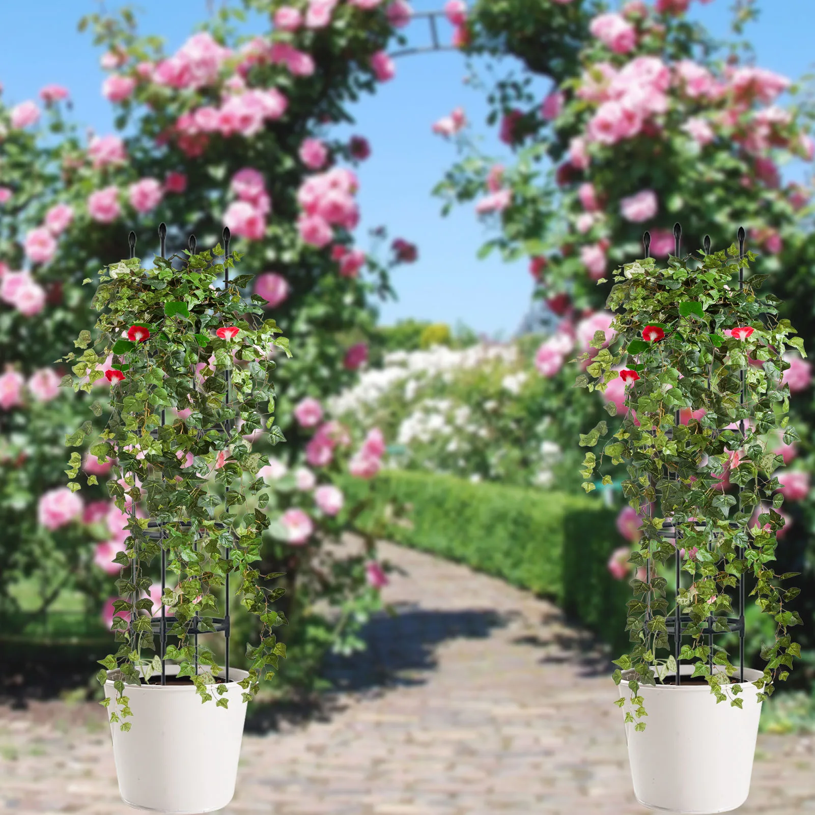 

Plant Cage And Support For Climbing Plants Garden Obelisk Trellis PE PP Coating Steel Frame Rustproof Metal Plants Cage Flower