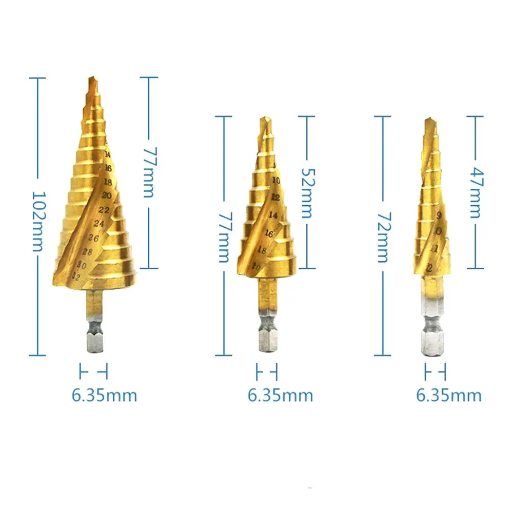 Набор ступенчатых Сверл из быстрорежущей стали с титановым покрытием для работ