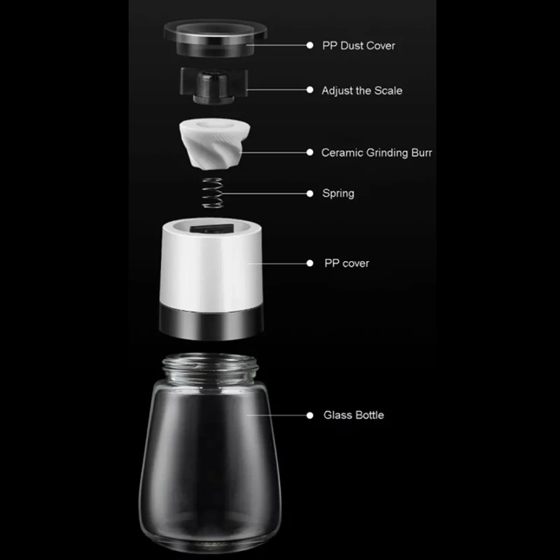 Мельница для соли и перца набор из 2 регулируемая керамическая мельница морской |