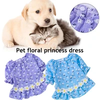 floral daisy dress dogs fresh princess skirt pet cat clothes summer print thin yorkies ropa para small dog skirts pet customer