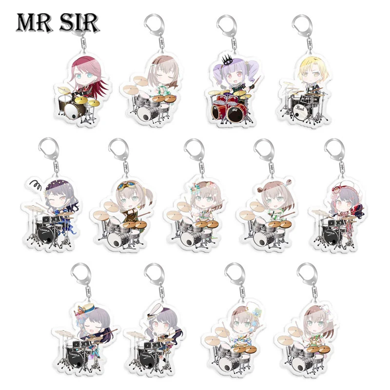 

Anime BanG Dream! Acrylic Keychain Udagawa Ako Shirokane Rinko Roselia Band Cartoon Figures Pendant Keyring Girls Jewelry Gifts