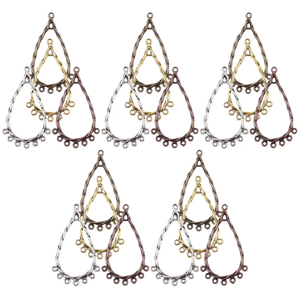 50 Pcs Cutout Necklace Pendant Teardrop Earrings DIY Alloy Accessory Vintage Dangle Charms