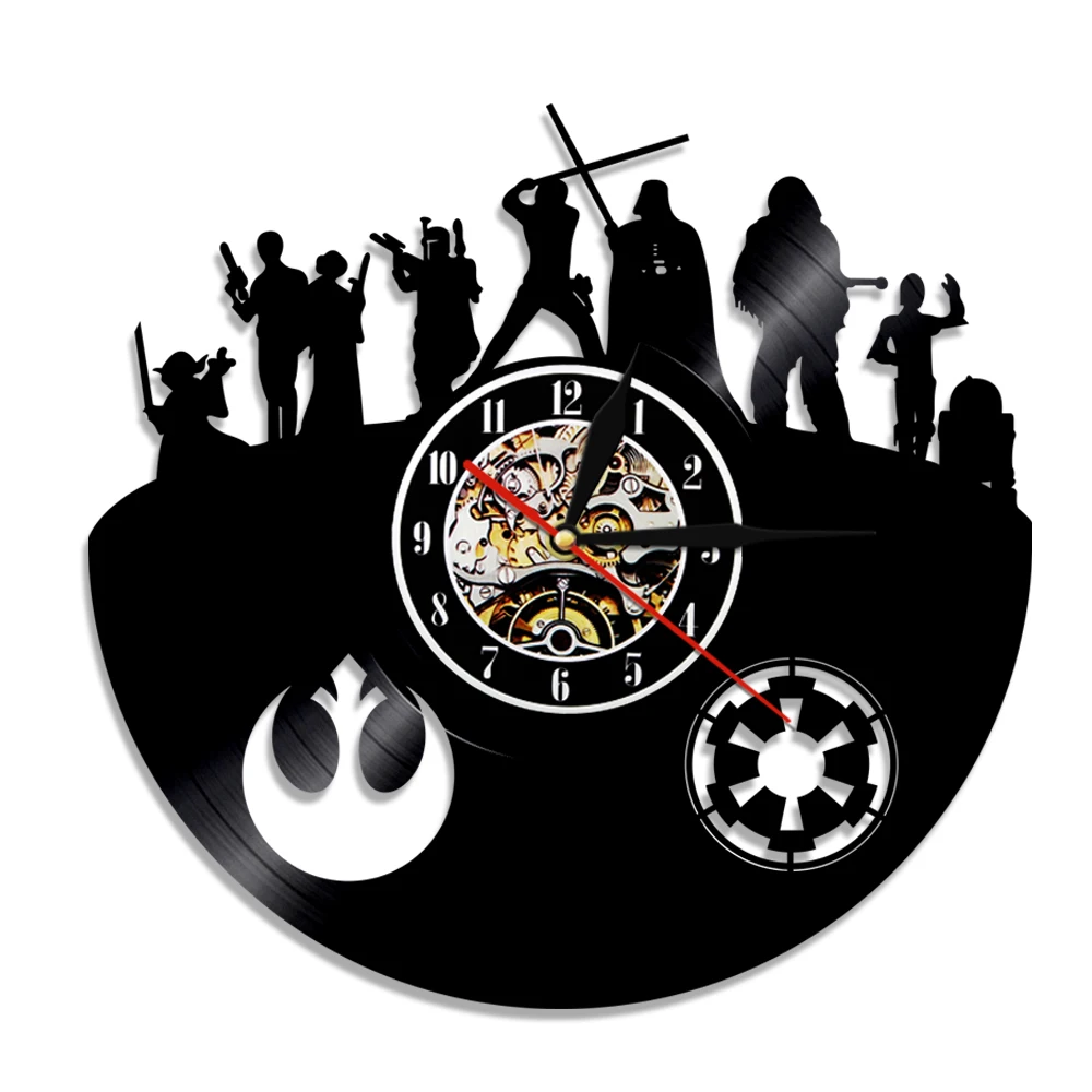 

Rebel Alliance Symbol Vinyl Record Wall Clock For Living Room Galactic Empire Home Decor Movie Characters Art Retro Wall Watch