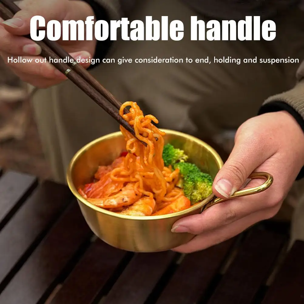 

Stainless Steel Camping Bowls with Handle Portable Hanging Bowls ​for Outdoor Camping Picnic Tableware