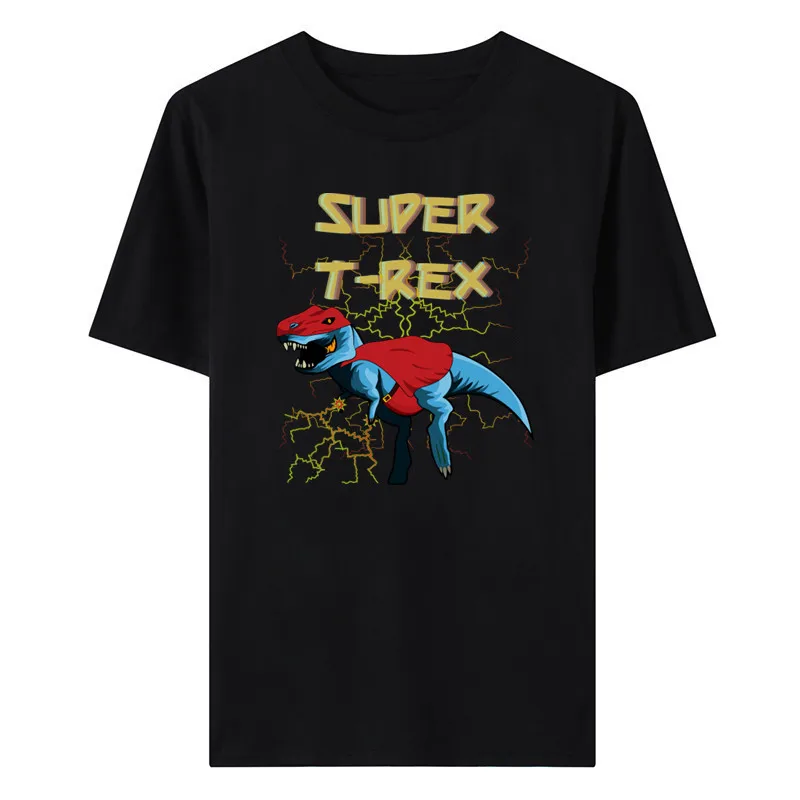

Summer new trend men's round neck cartoon tyrannosaurus print T-shirt all-match half-sleeve top