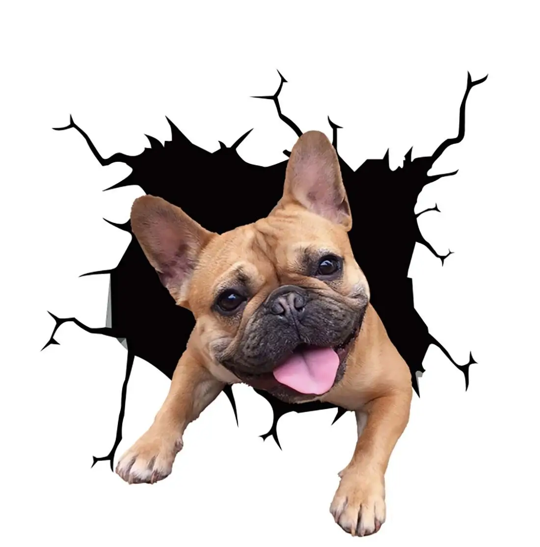 3D наклейки LYKX с изображением французского бульдога собаки сломанного окна