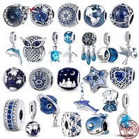 hot sale silver color baby carriage and blue series aircraft beads charm fit original 925 pandora bracelet silver 925 jewelry
