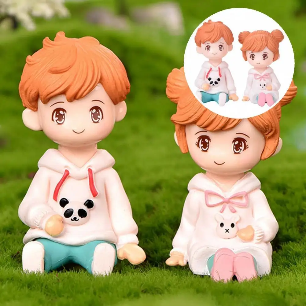 

2Pcs Miniature Figurines Modern Mini Eco-friendly for Valentine's Day Lovers Figures Couple Miniatures