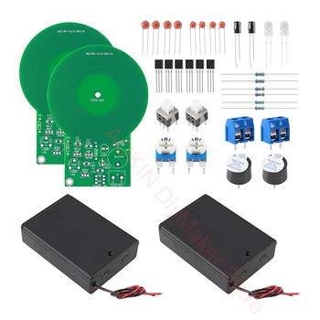 2Pcs Metal Detector Kit Electronic Soldering Practice Kit Non-Contact Sensor Board Module and 1.5V AA Battery Holder Case 1