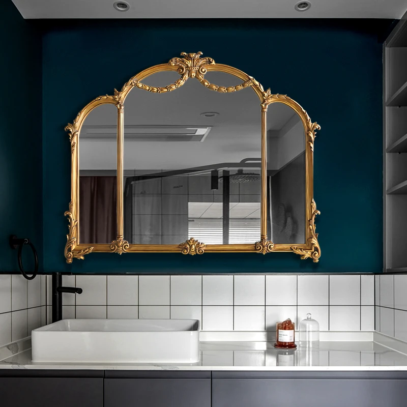 

Antique Vintage Bedroom Mirrors Lights Nordic Bathroom Big Mirror Desk Vanity Irregular Espelho Aesthetic Room Decor GXR35XP