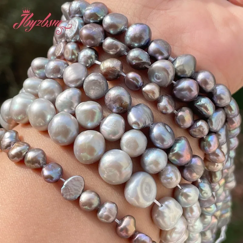 

5-6mm/8-9mm/10-11mm Freefrom Gray Freshwater Natural Pearl Beads for DIY Necklace Bracelet Earring Ring Jewelry Making Strand15"