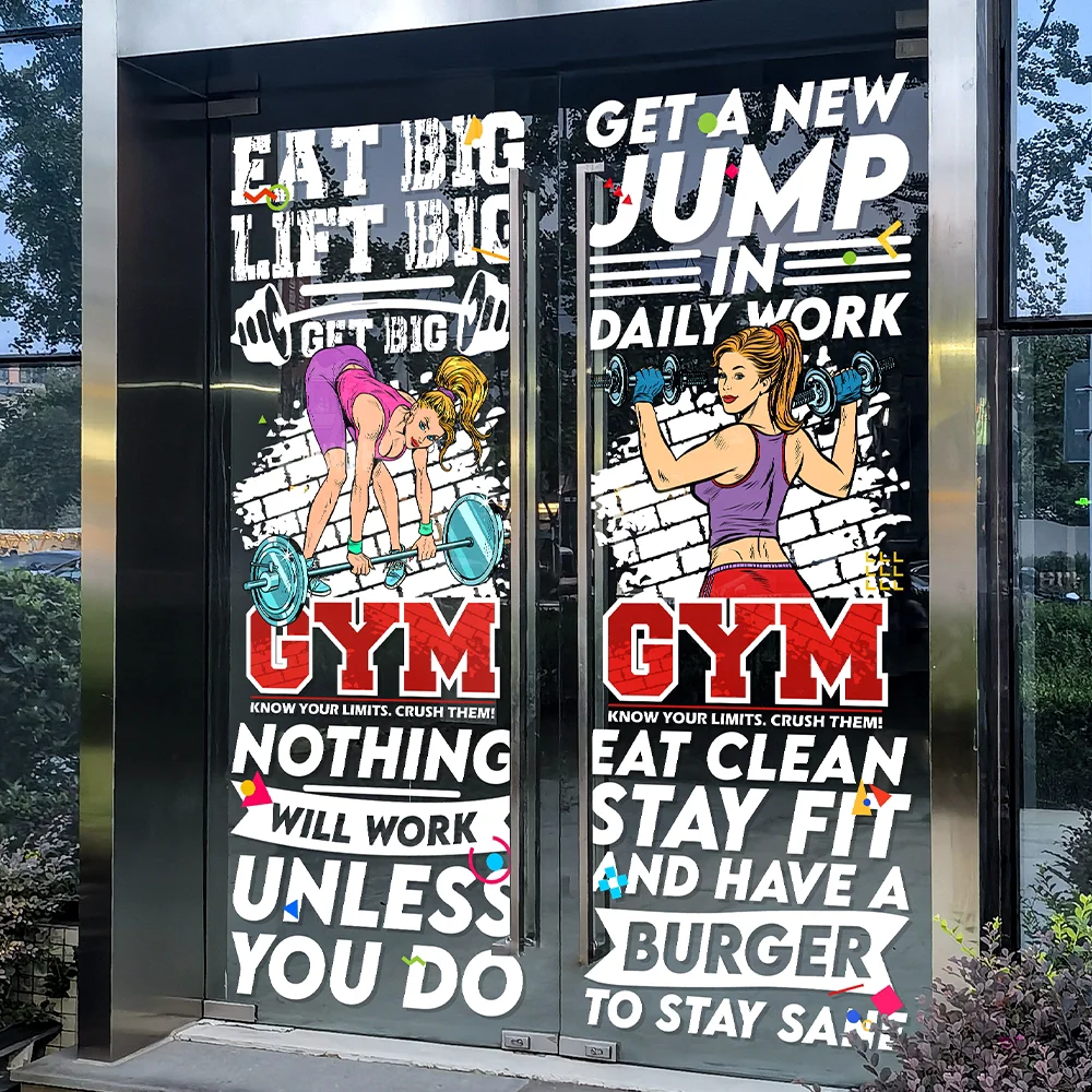 \QiAds на заказ наклейки стеклянную дверь для фитнес-клуба креативные статические