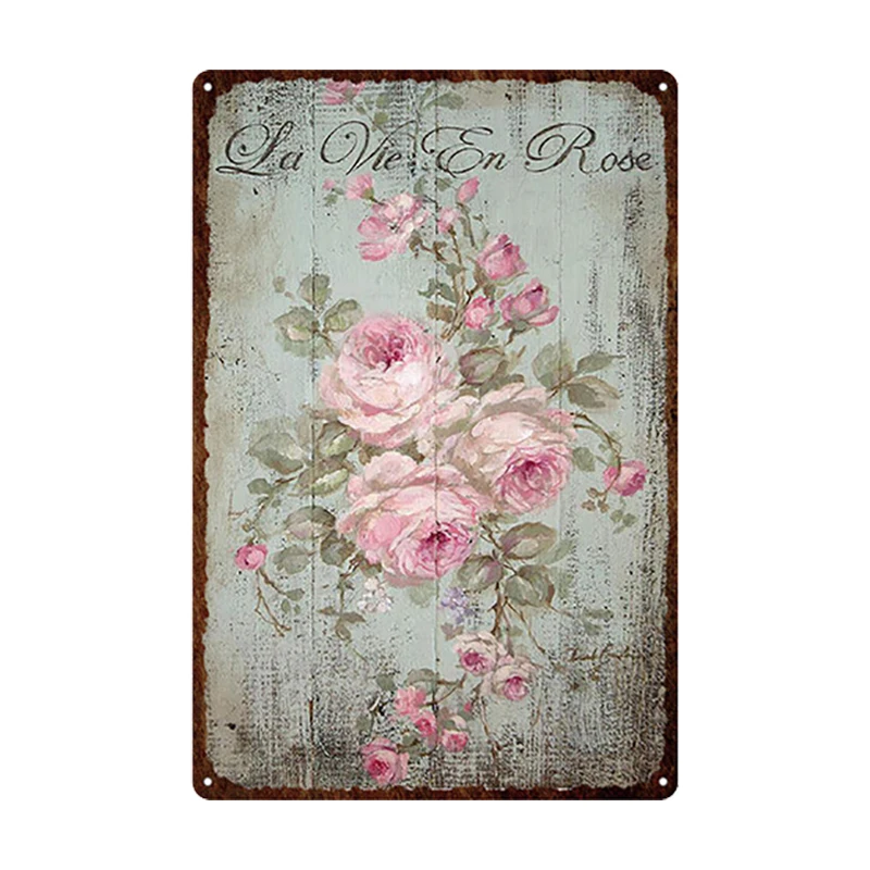 

Flowers Metal Tin Sign Retro Plates Rose Peony Lavender Art Plaque Vintage Poster Garden Room Home Wall Decor Gift 1