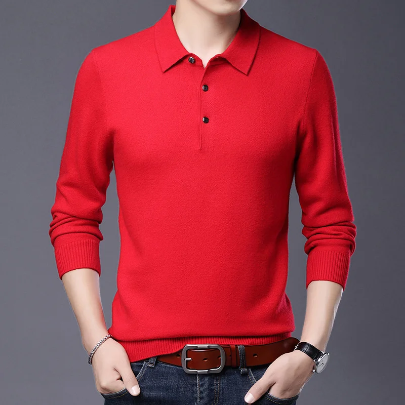 

t-shirt sleeved Thickened long men's loose middle old aged wool base coat in autumn and winter, father's oversized sweater