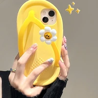 cute sun flower cartoon 3d flip flops phone case for iphone 13 12 11 pro max silicone protective soft cover