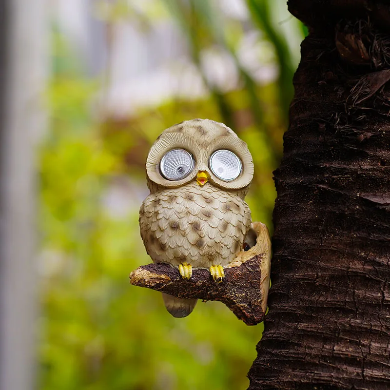 

Resin Owl Wall Hanging Decor Figurines Outdoor Solar Light Garden Tree Trunk Path Lawn Outdoor Courtyard Decorations