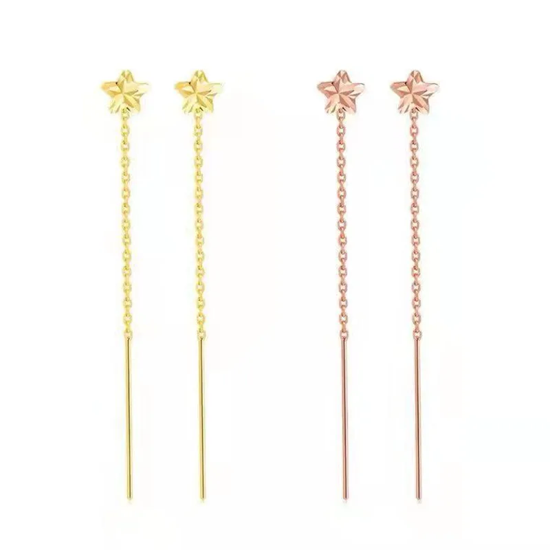 

BANFU Real 18K Gold Star Mini EAR Wire AU750 Explosive Color Gold Earrings Birthday Gift Jewelry Women Earrings