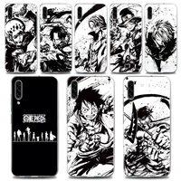 clear soft silicone case for samsung galaxy note 20 ultra 8 9 10 lite plus a50 a70 a20 a01 cover one piece black and white anime