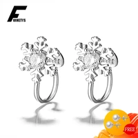 fashion earrings for women 925 silver jewelry accessories snowflake shape zircon gemstone clip earring wedding engagement gift