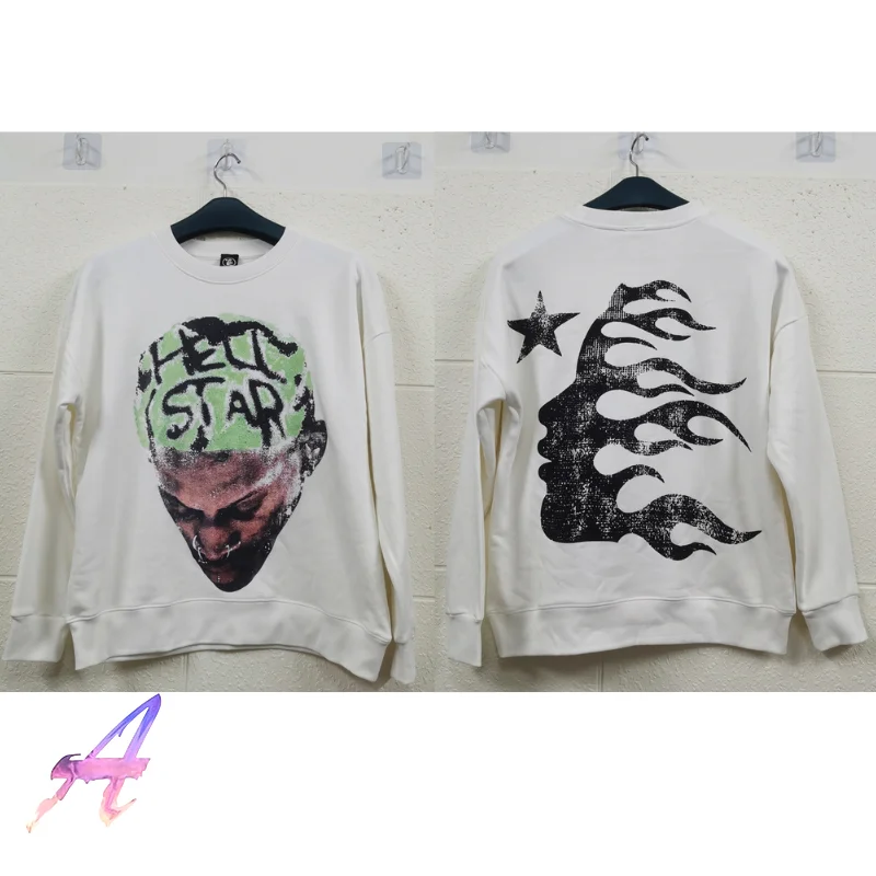 

Hellstar Rodman Hoodies Green Head Print European American High Street Hip Hop Sweatshirts for Men Women Clothing